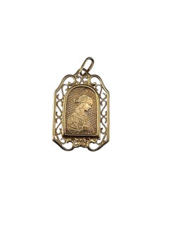 Pendentif en or jaune 18K avec médaille de la Vierge Marie #23524