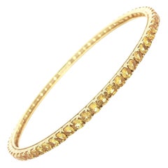 18k Yellow Gold Vivid Yellow Sapphire Eternity Tennis Slip On Bangle Bracelet