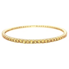 18k Yellow Gold Vivid Yellow Sapphire Eternity Tennis Slip On Bangle Bracelet