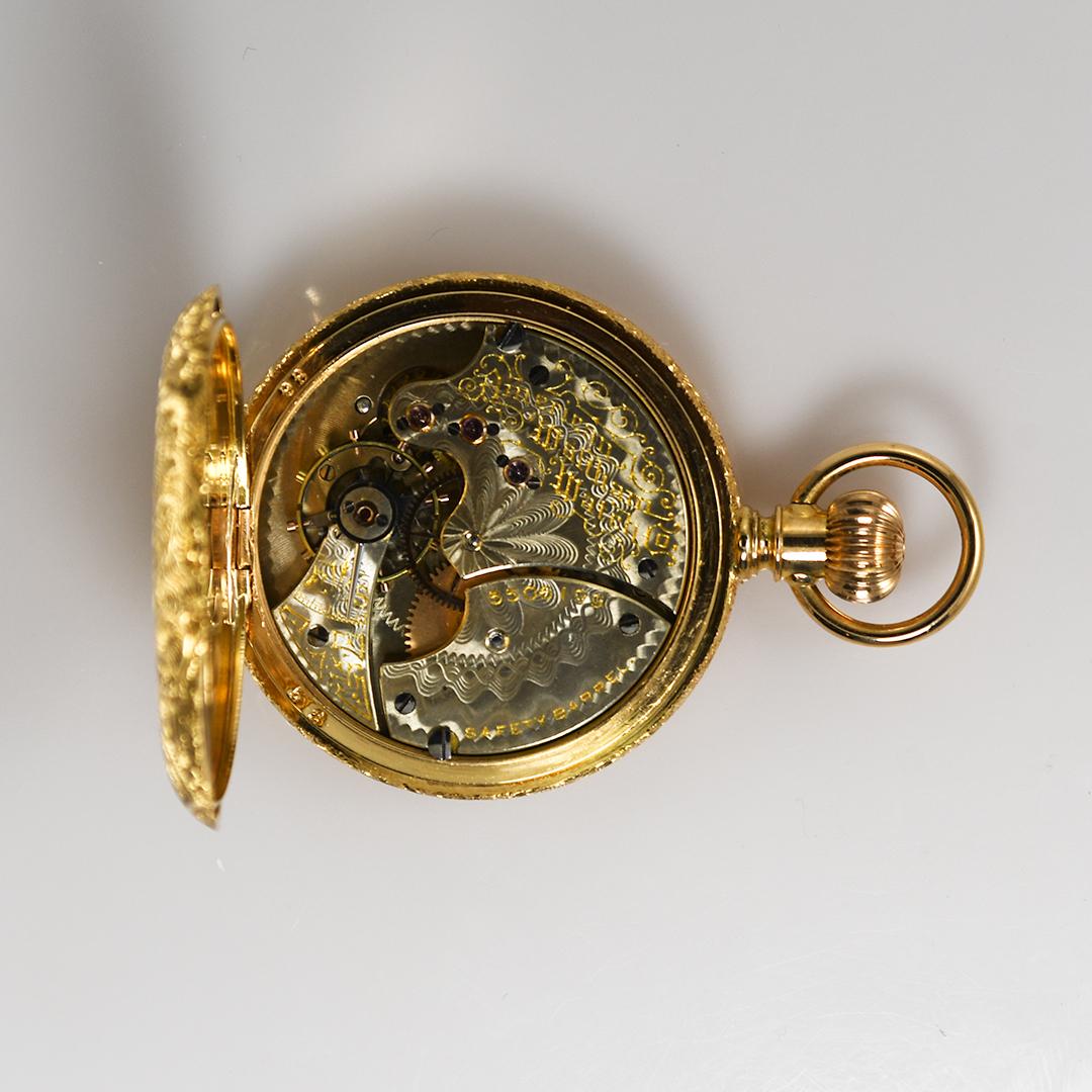 Montre de poche Waltham en or jaune 18 carats, taille 6 Excellent état - En vente à Laguna Beach, CA