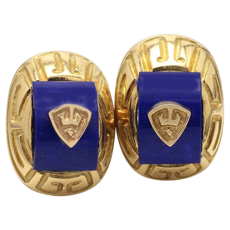 18K Yellow Gold "Wander" Non-Pierced Earrings with Lapis Lazuli