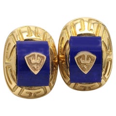 18K Yellow Gold "Wander" Non-Pierced Earrings with Lapis Lazuli