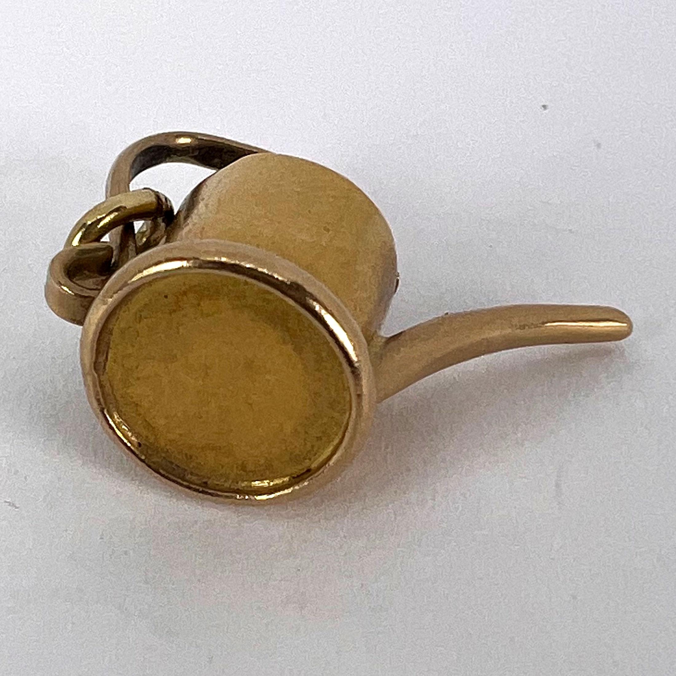 18K Yellow Gold Watering Can Charm Pendant For Sale 9