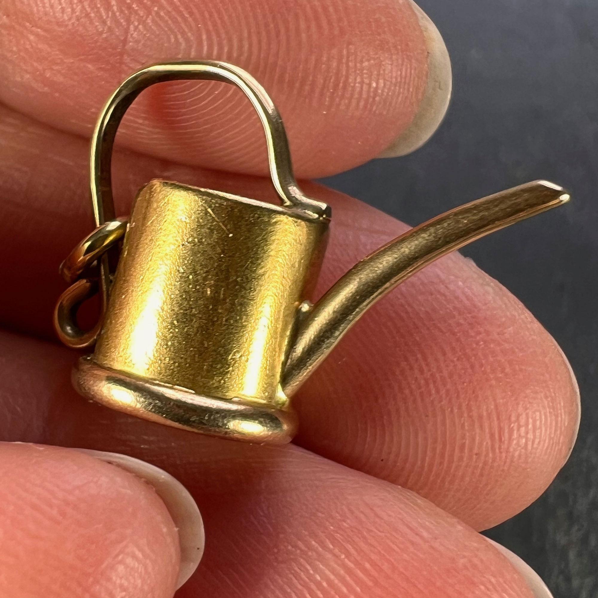 18K Yellow Gold Watering Can Charm Pendant For Sale 1