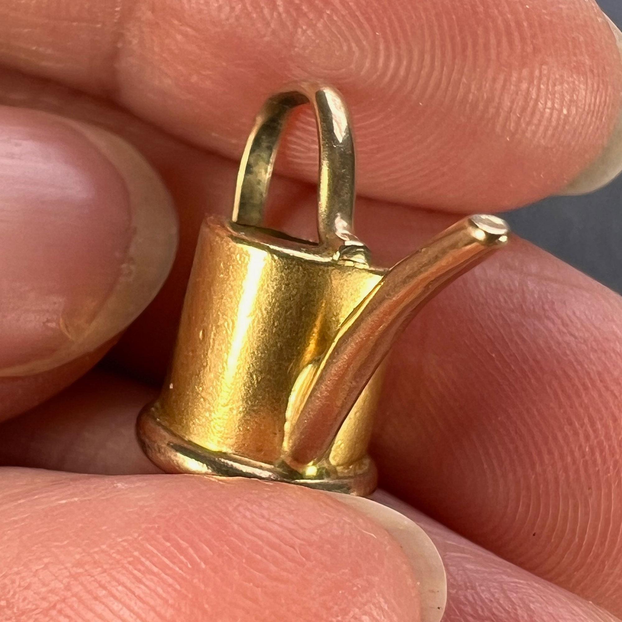 18K Yellow Gold Watering Can Charm Pendant For Sale 2
