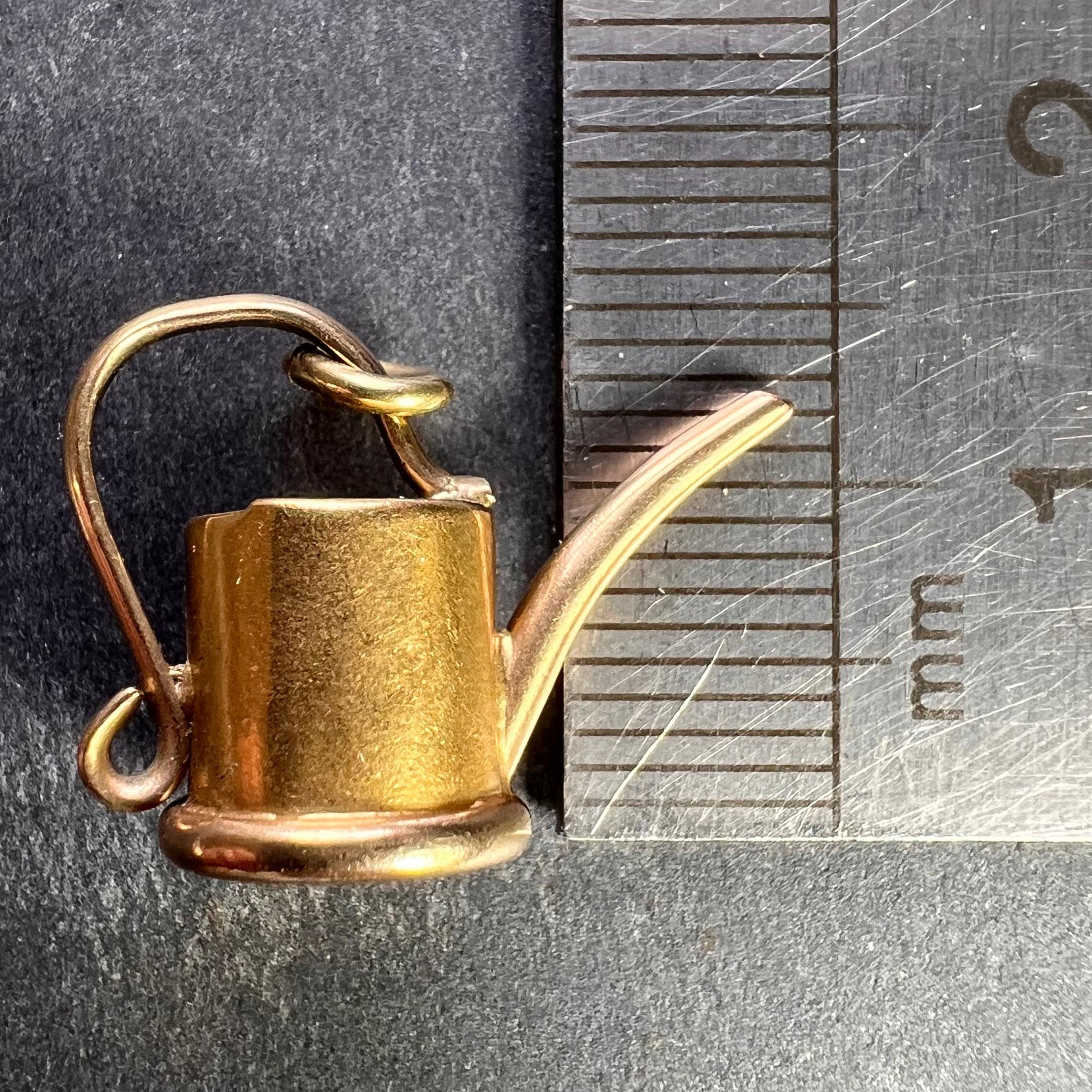 18K Yellow Gold Watering Can Charm Pendant For Sale 4