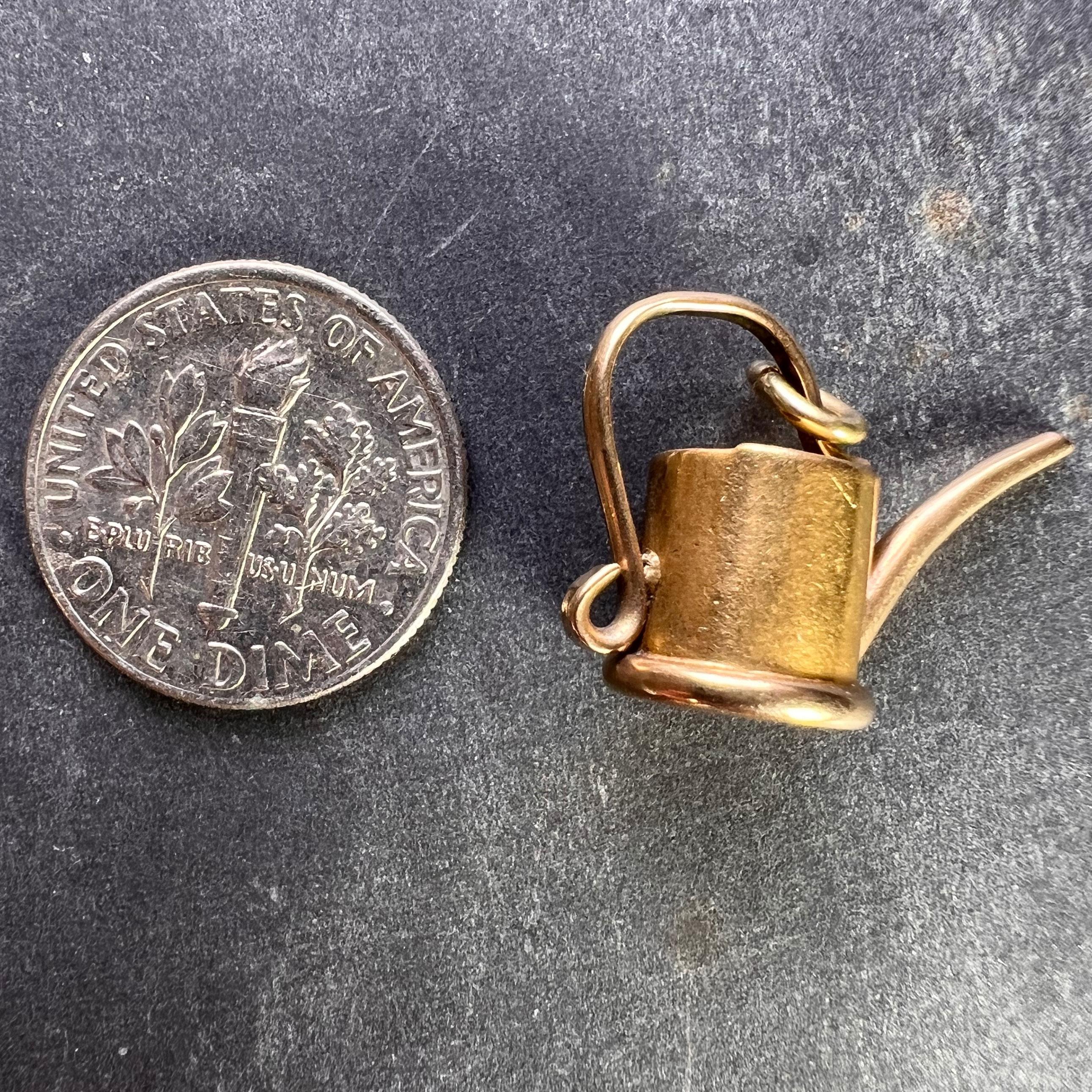 18K Yellow Gold Watering Can Charm Pendant For Sale 4
