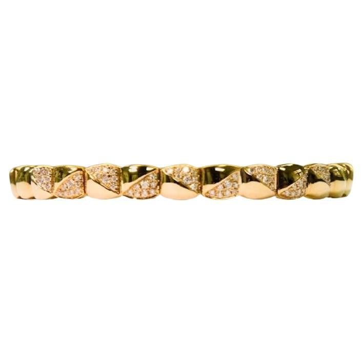 18K Yellow Gold Wavebound Bangle with Natural Diamonds IdunnCollection