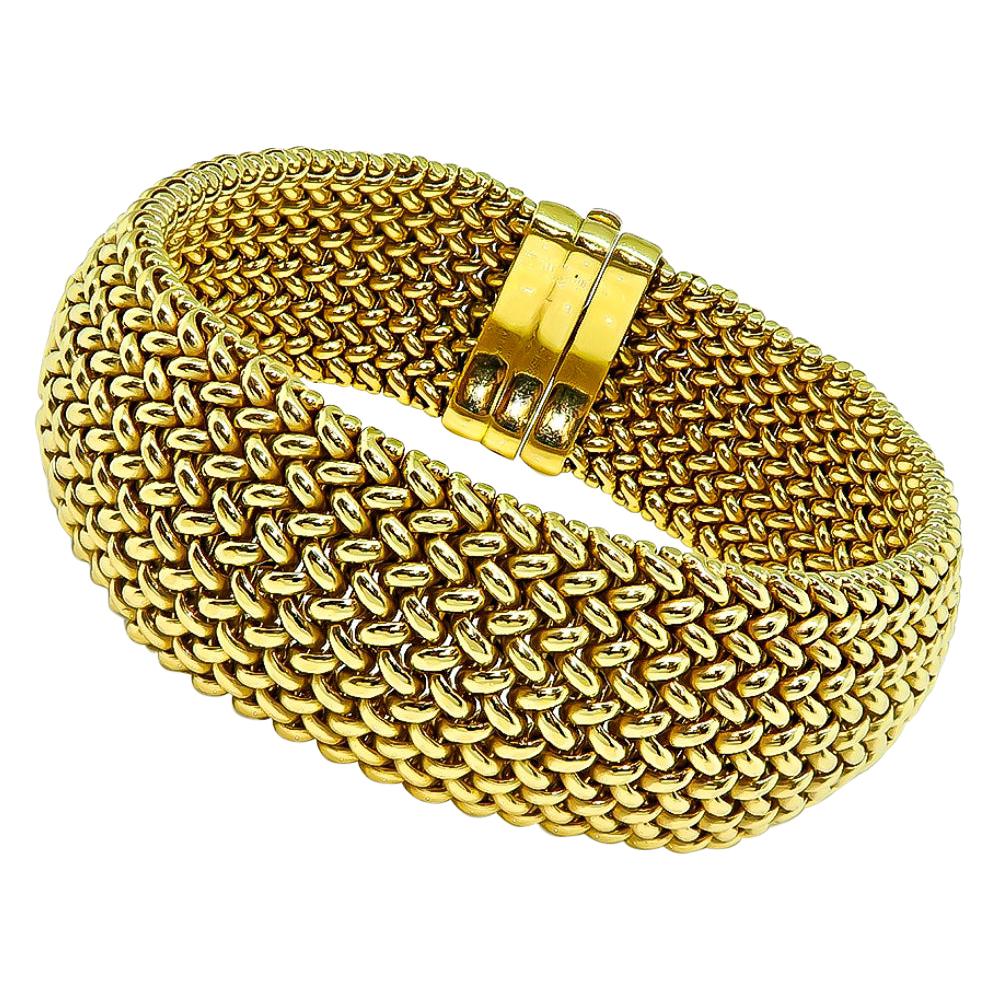 18 Karat Yellow Gold Weave Bracelet