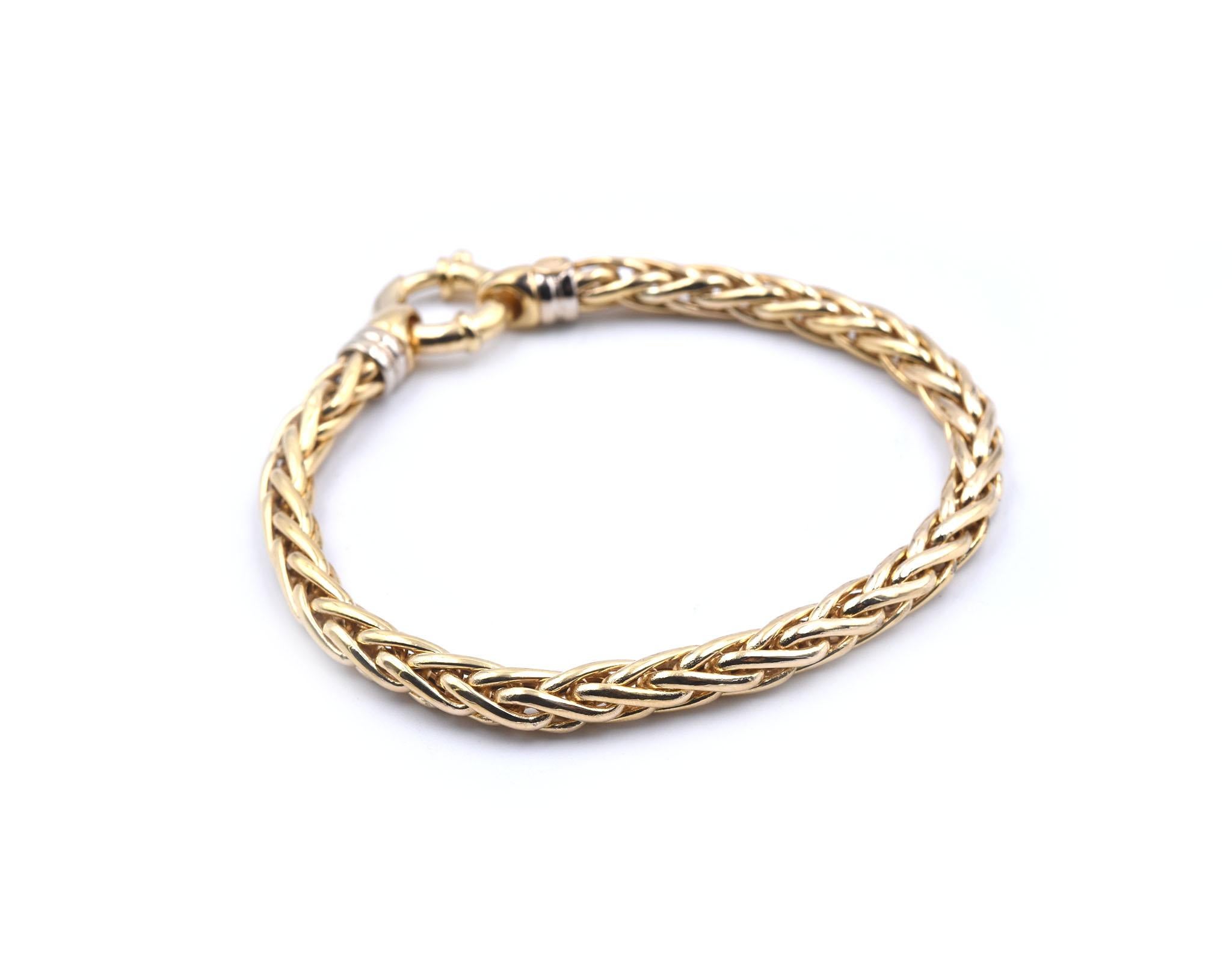 18 Karat Yellow Gold Wheat Chain Bracelet In Excellent Condition In Scottsdale, AZ