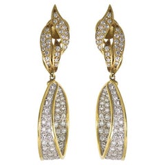 Pendientes Colgantes de Diamantes de Oro Amarillo y Oro Blanco de 18K 3.00ct