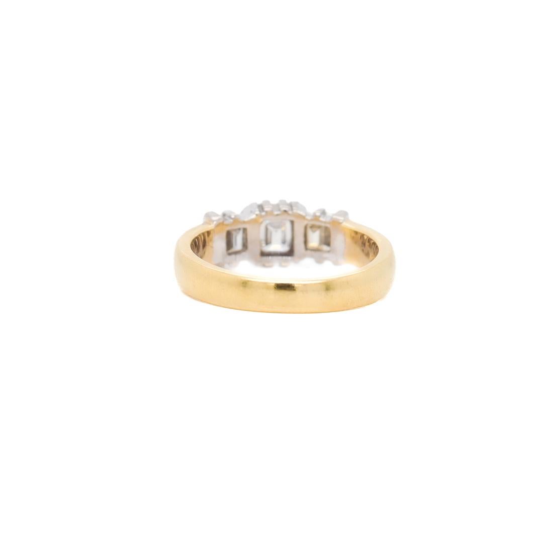 18K Yellow Gold, White Gold & Diamond Three-Stone Ring For Sale 2