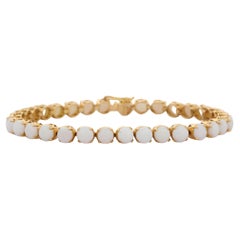 18 Karat massives Gelbgold 10.1 Karat Rundschliff Opal-Tennisarmband Verlobungsgeschenk