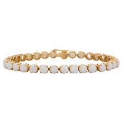 Bracelet tennis en or jaune massif 18 carats avec opales blanches de 5 mm de taille ronde