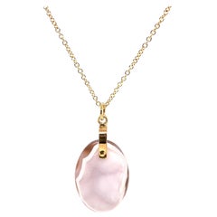 18k Yellow Gold White Oval Druzy Pendant on a 14k Yellow Gold Chain