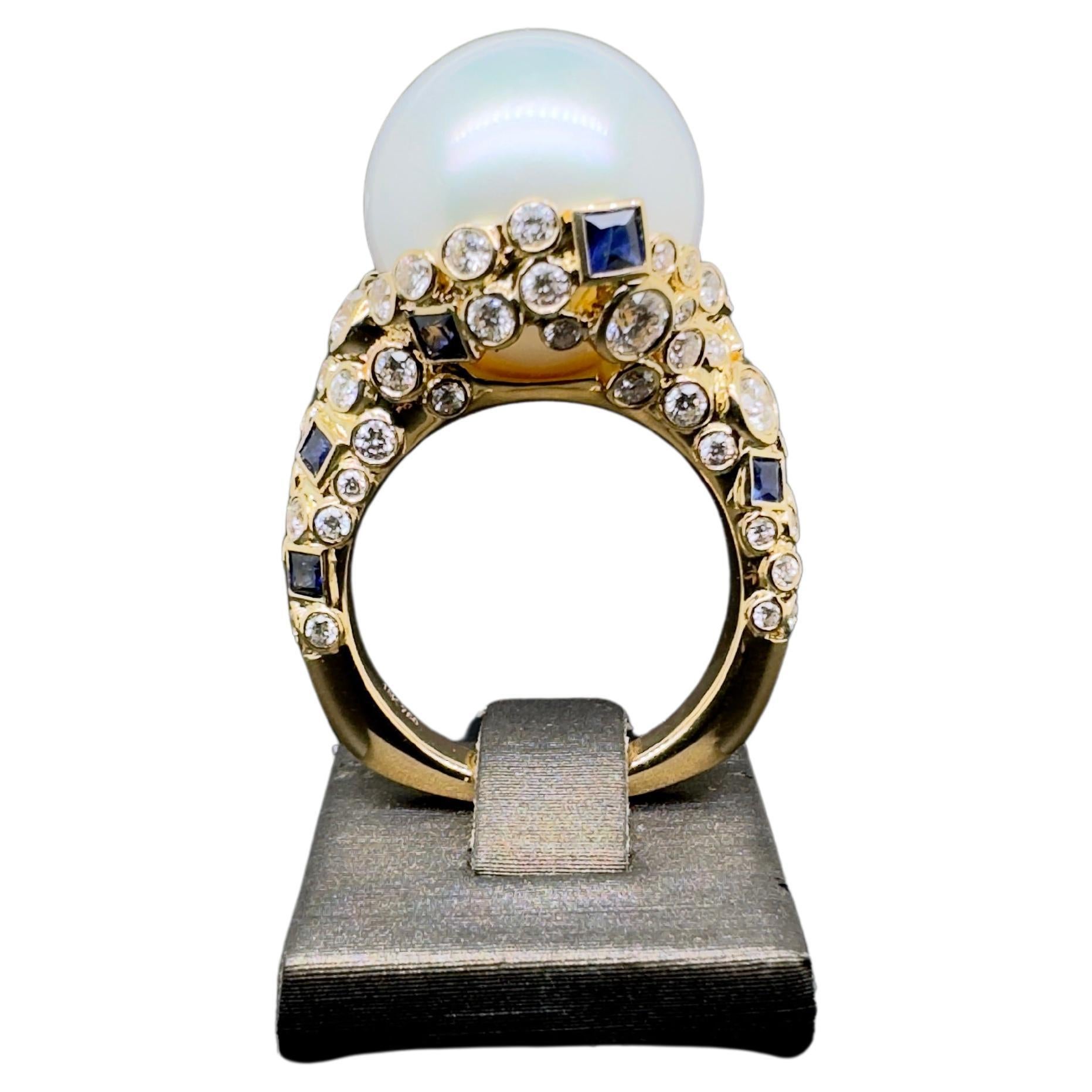 anillo de oro con perla blanca