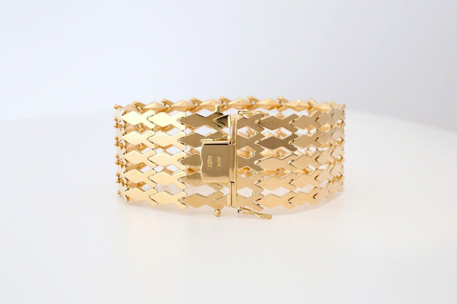 Bracelet large en or jaune 18k à 5 rangs de maillons, 7.5 pouces - 45.5g en vente 1