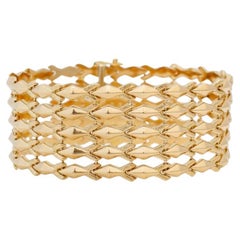 18k Yellow Gold Wide 5 Row Link Bracelet, 7.5 inches - 45.5g