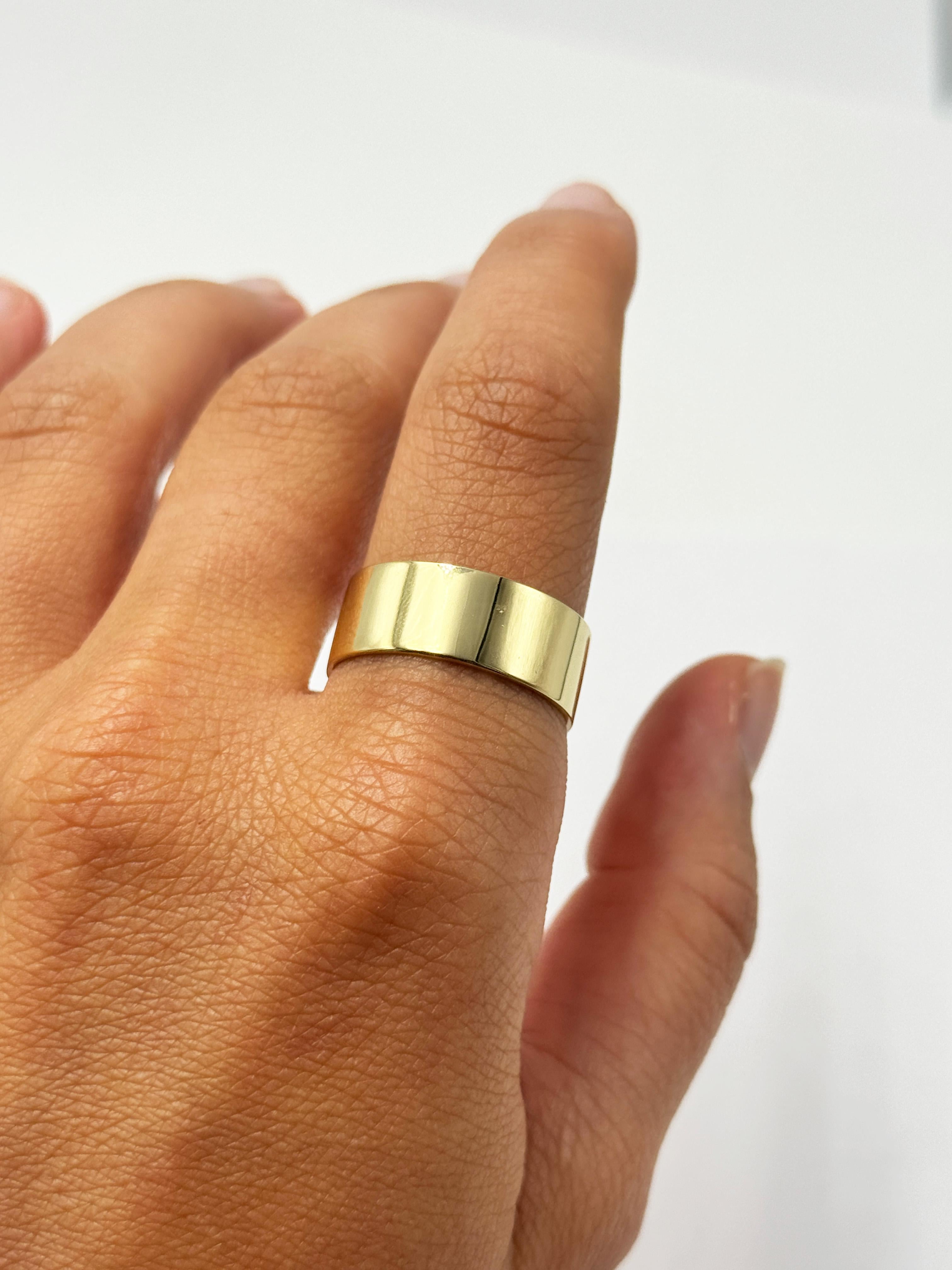 18K Yellow Gold Wide Band Ring Width 8mm Size 9.25 Polished For Sale 1