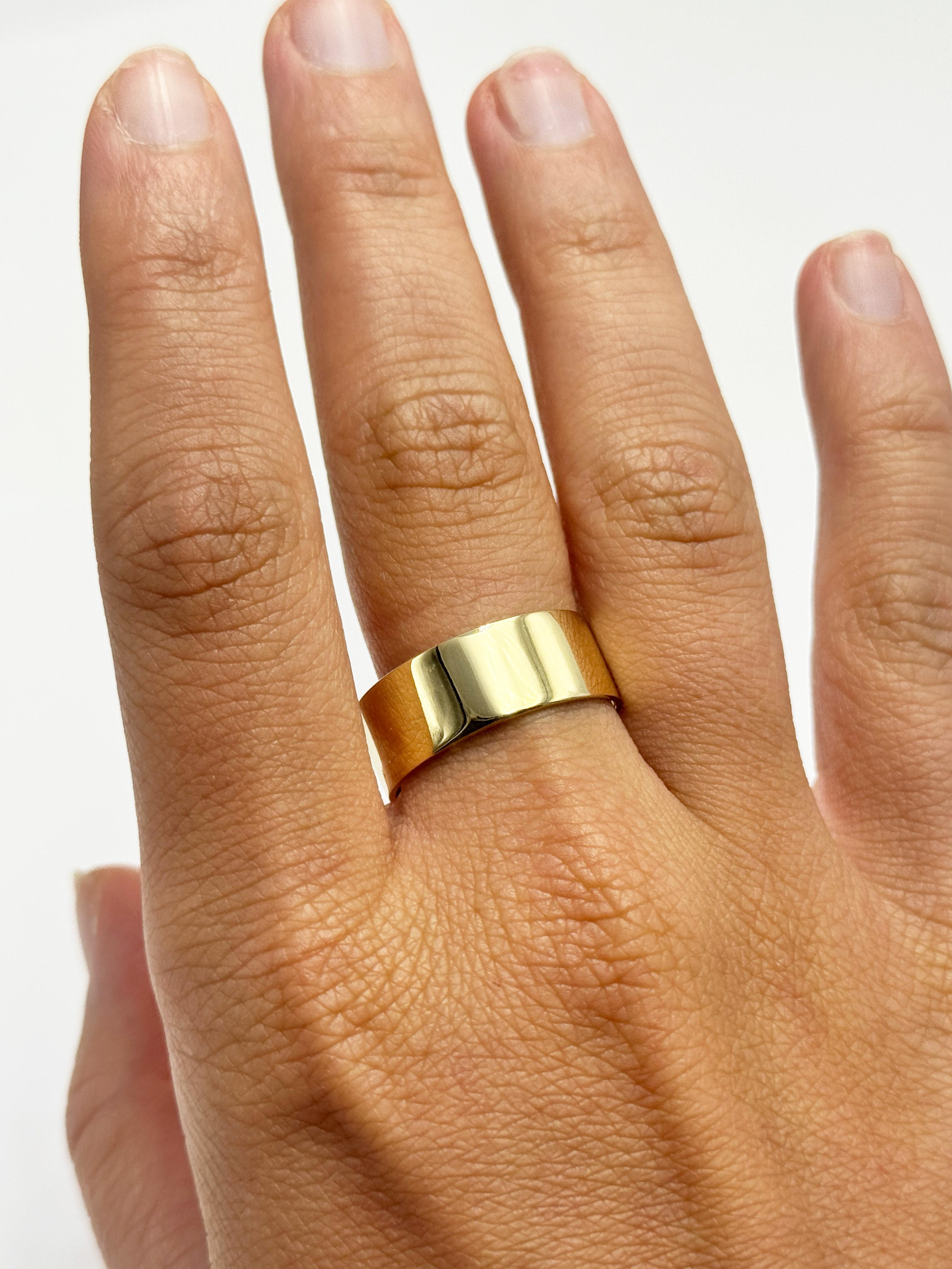 18K Yellow Gold Wide Band Ring Width 8mm Size 9.25 Polished For Sale 5