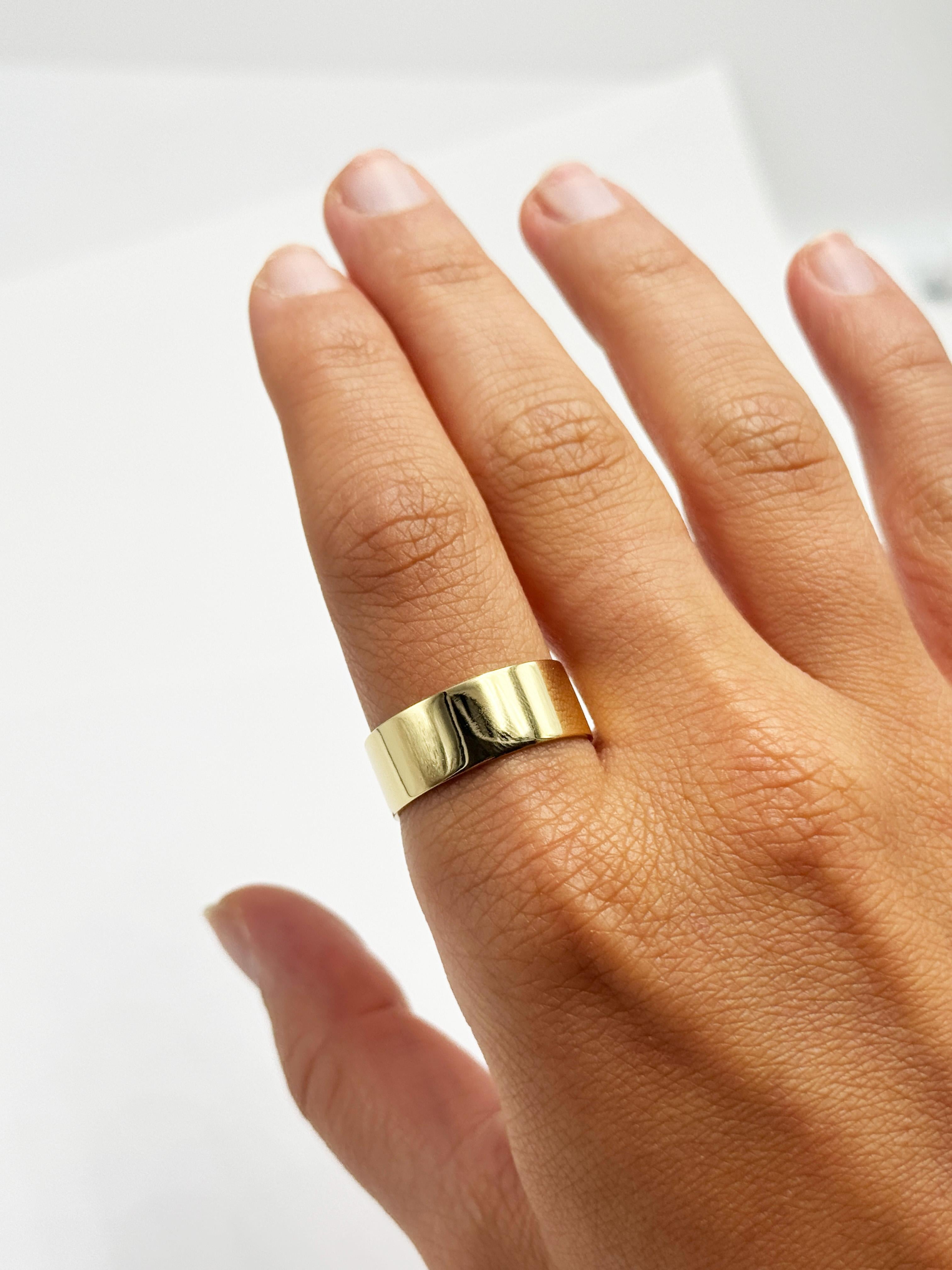 18K Yellow Gold Wide Band Ring Width 8mm Size 9.25 Polished For Sale 6
