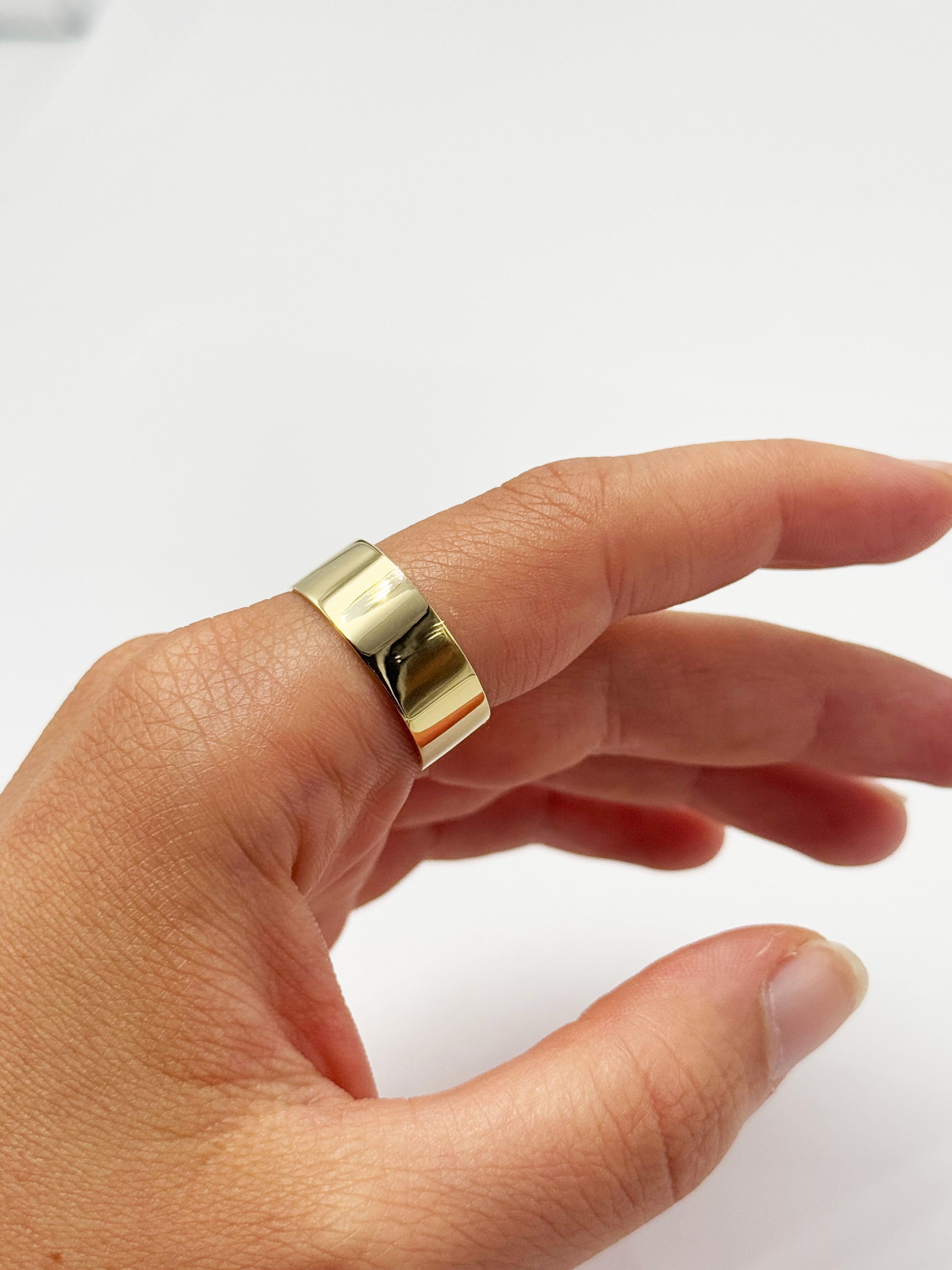 18K Yellow Gold Wide Band Ring Width 8mm Size 9.25 Polished For Sale 4
