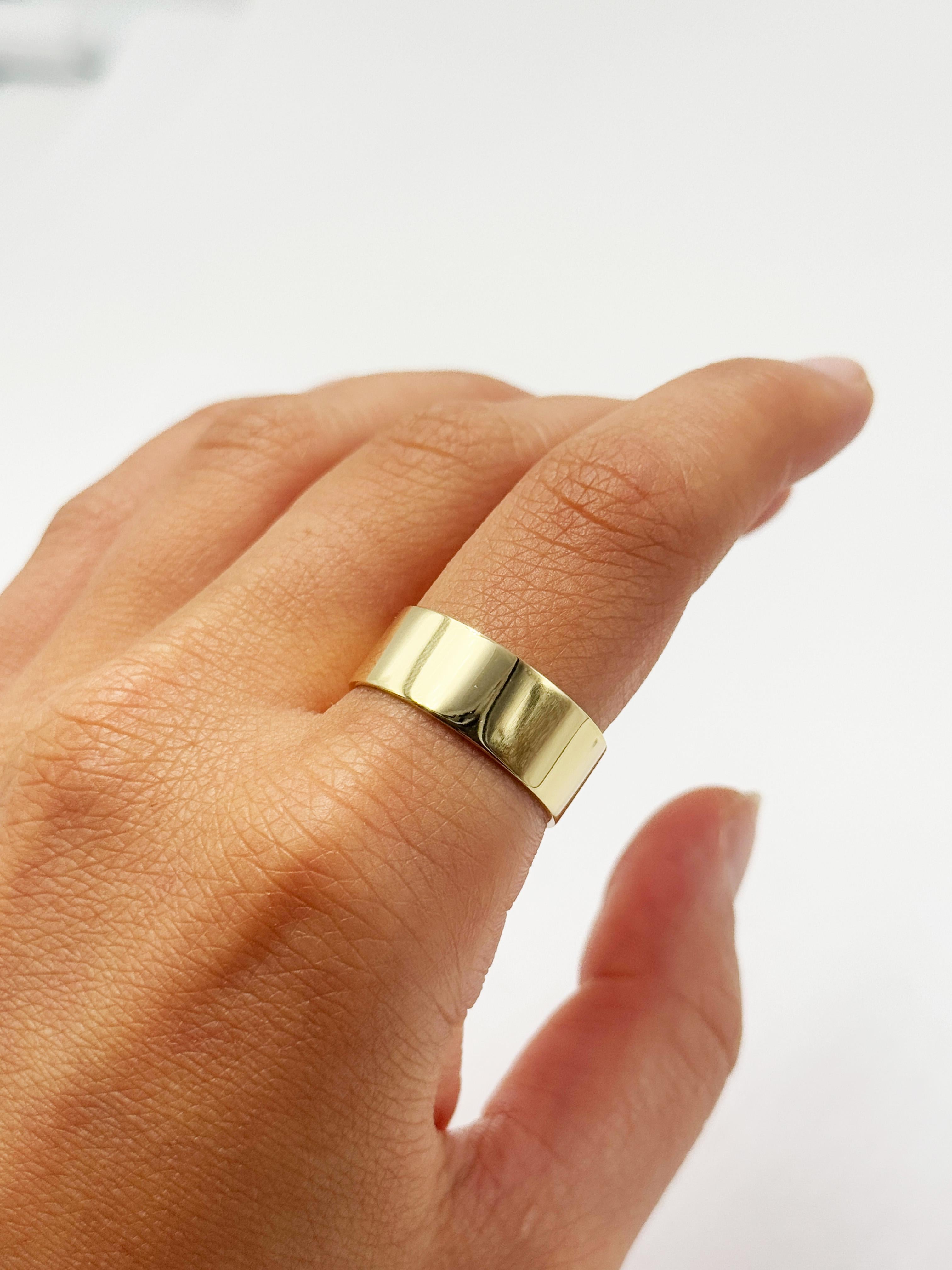 18K Yellow Gold Wide Band Ring Width 8mm Size 9.25 Polished For Sale 7