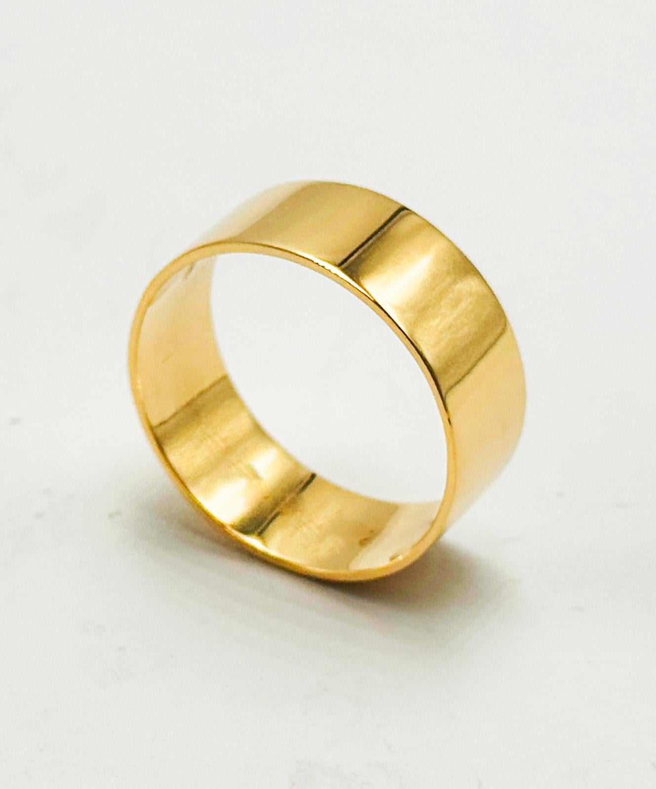 18K Yellow Gold Wide Band Ring Width 8mm Size 9.25 Polished For Sale 3