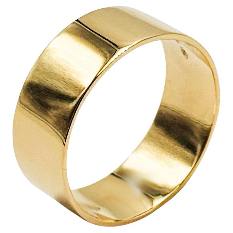 18K Yellow Gold Wide Band Ring Width 8mm Size 9.25 Polished For Sale