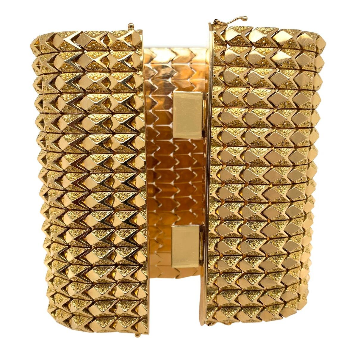 18 Karat Yellow Gold Wide Bracelet 4