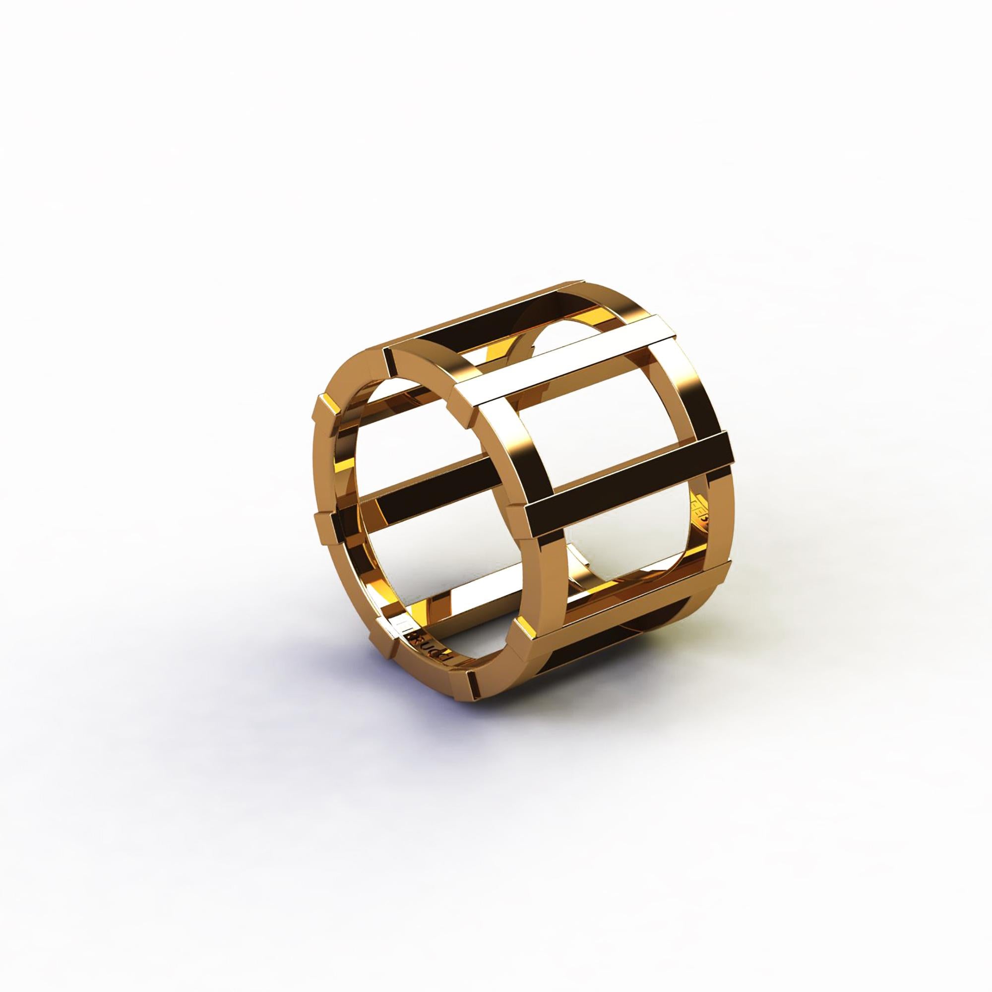 Original FERRUCCI Design, ein 18k Gelbgold Käfig breite Band Ring, kühn und geradlinig Design, modern und sauber, solide, aber feines Design.
Leicht zu tragen bei jeder Gelegenheit