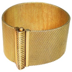 18 Karat Yellow Gold Wide Flexible Bracelet