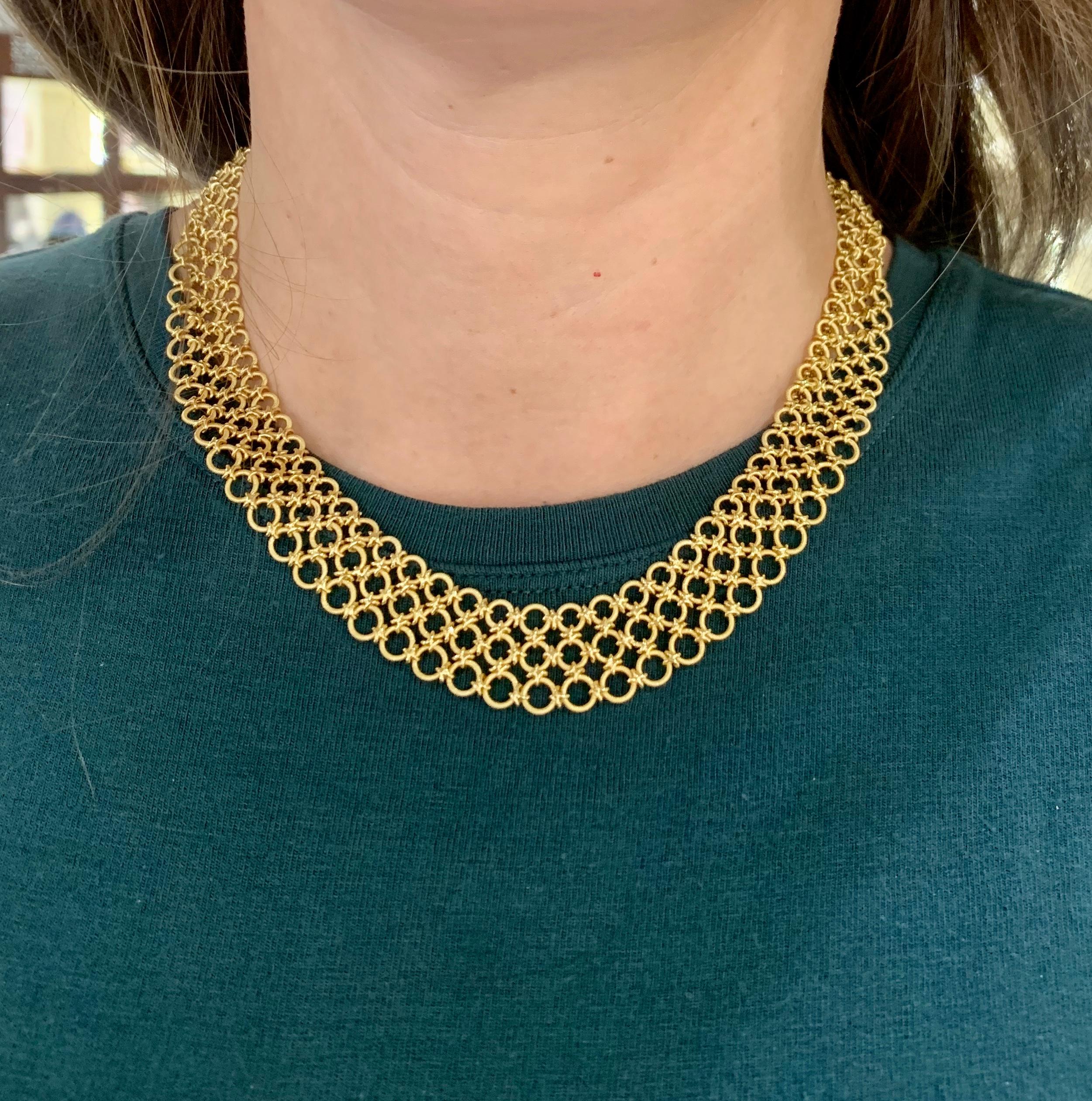 Women's 18 Karat Yellow Gold Wide Mesh Necklace