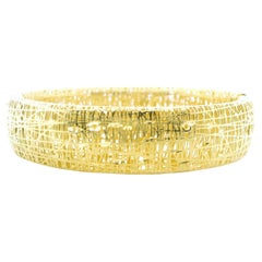 18k Yellow Gold Wide "Nest" Design Bangle Bracelet, 15.25mm Wide