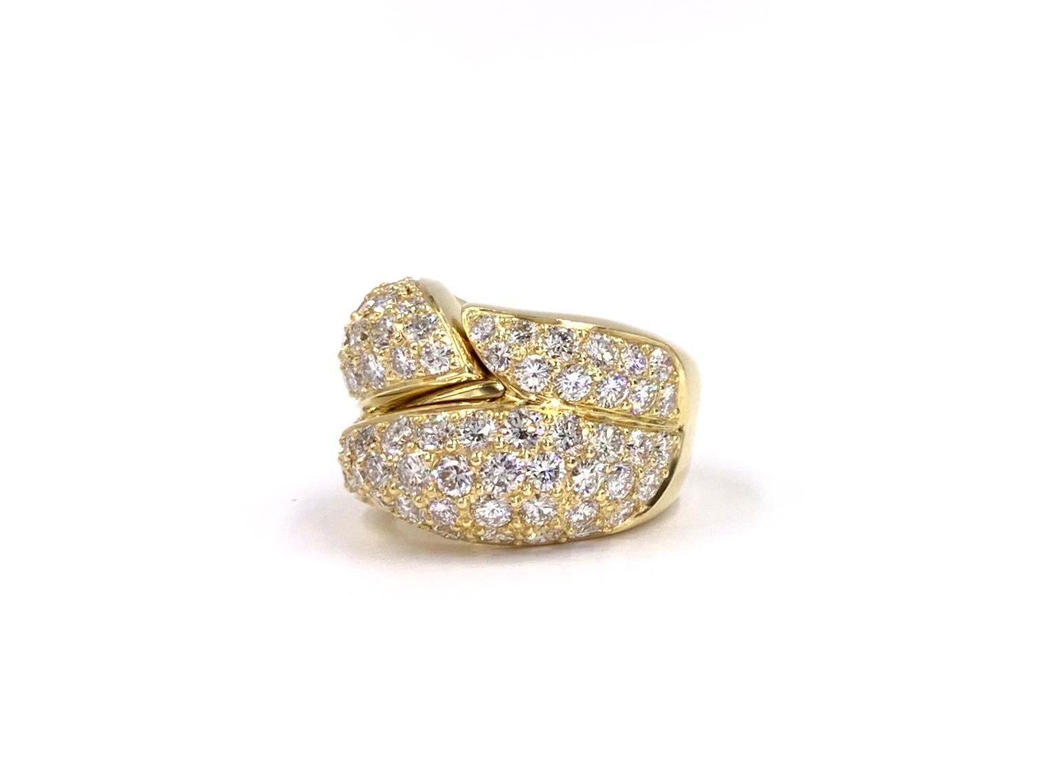 Modern 18 Karat Yellow Gold Wide Pavé Diamond Hinged Ring For Sale