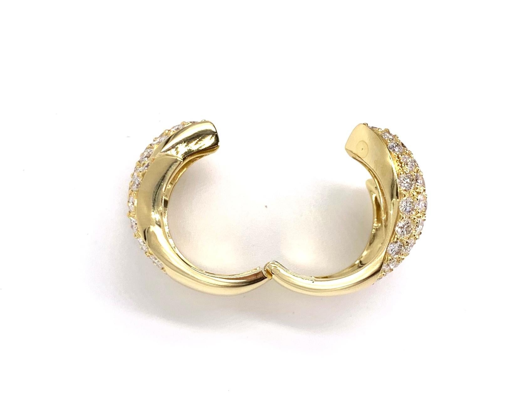 Women's 18 Karat Yellow Gold Wide Pavé Diamond Hinged Ring For Sale