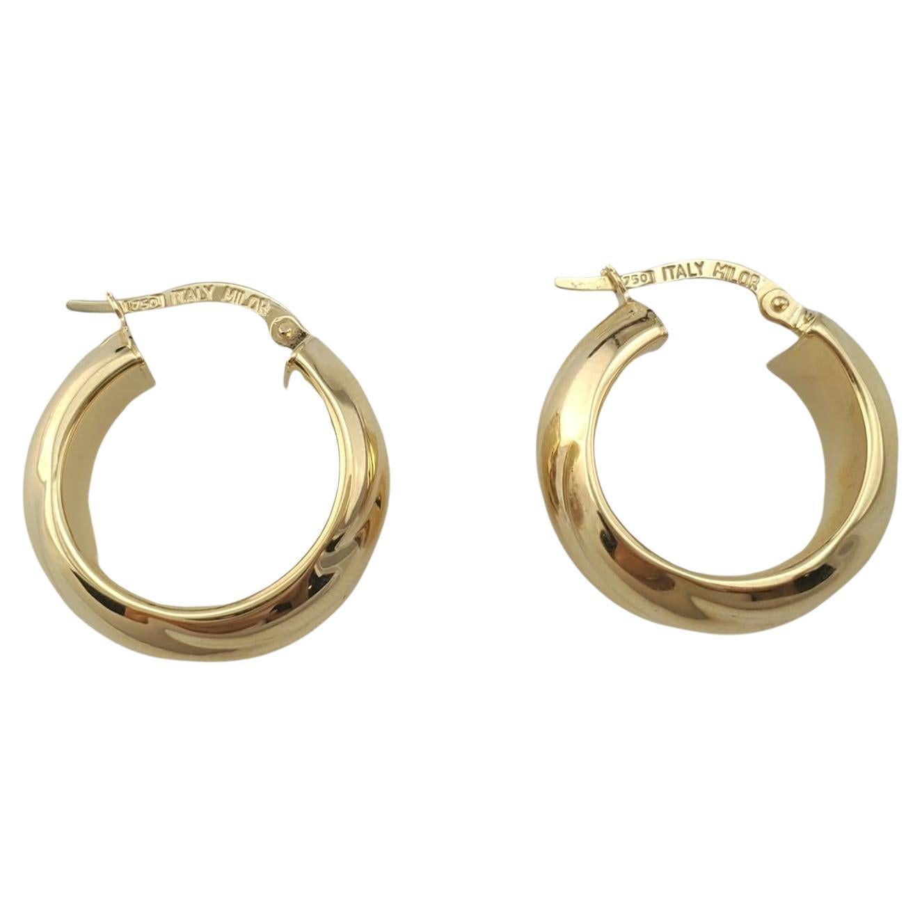 18K Yellow Gold Wide Twisted Hoop Earrings #17309 For Sale