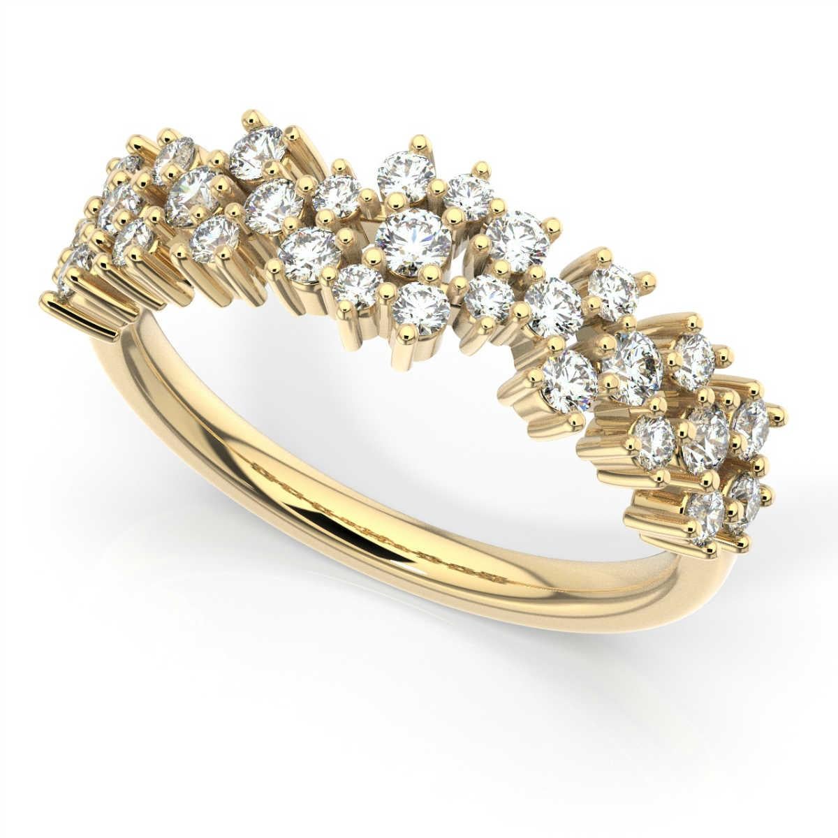 Round Cut 18 Karat Yellow Gold Willow Fashion Diamond Ring '3/4 Carat' For Sale