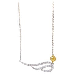 18K Gelbgold Flügel Halskette mit natürlichen gelben Diamanten