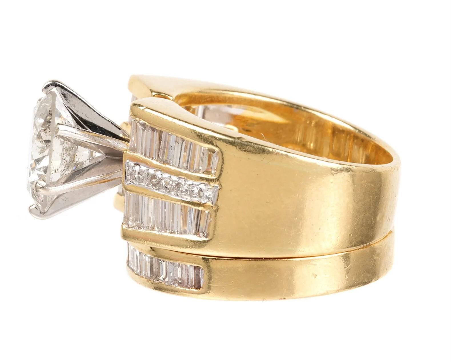 18K Yellow Gold With 5.91 CTW Diamonds Bridal Ring Set  For Sale 1