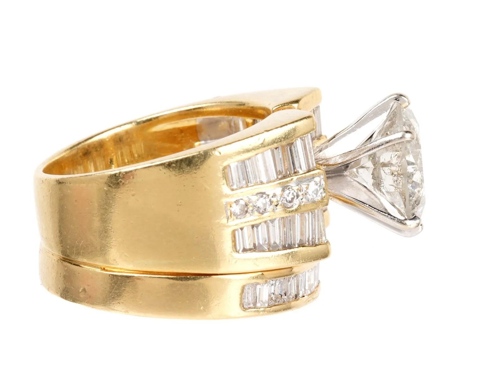 18K Yellow Gold With 5.91 CTW Diamonds Bridal Ring Set  For Sale 3