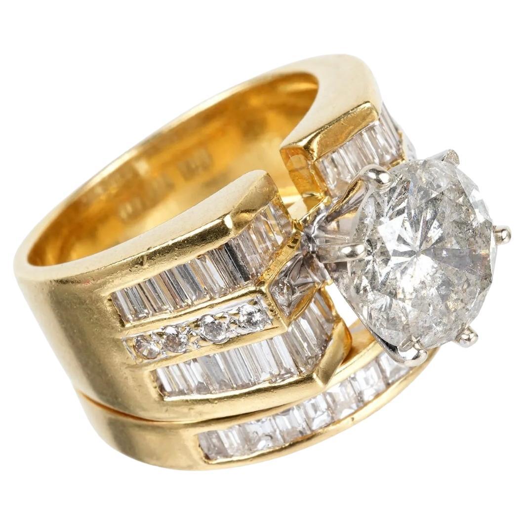 18K Yellow Gold With 5.91 CTW Diamonds Bridal Ring Set  For Sale