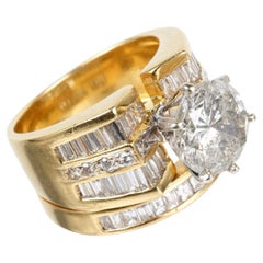 18 Karat Gelbgold mit 5,91 Karat Diamanten Brautring Set 