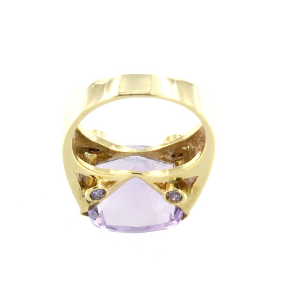 18k Yellow Gold With Amethyst Ring In New Condition For Sale In GALLARATE, IT
