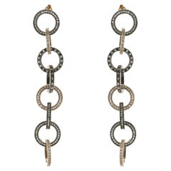18k Yellow Gold with Black Rhodium Circle Link Earrings