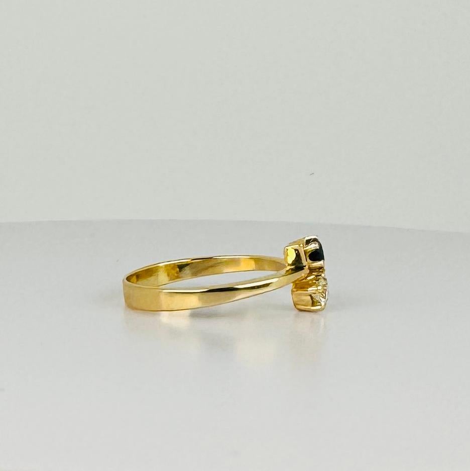 18k yellow gold with blue sapphire 0.06 ct with a brilliant-cut diamond 0.06 ct For Sale 5