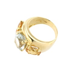 18k Yellow Gold with Blue Topaz and Citrine Ring