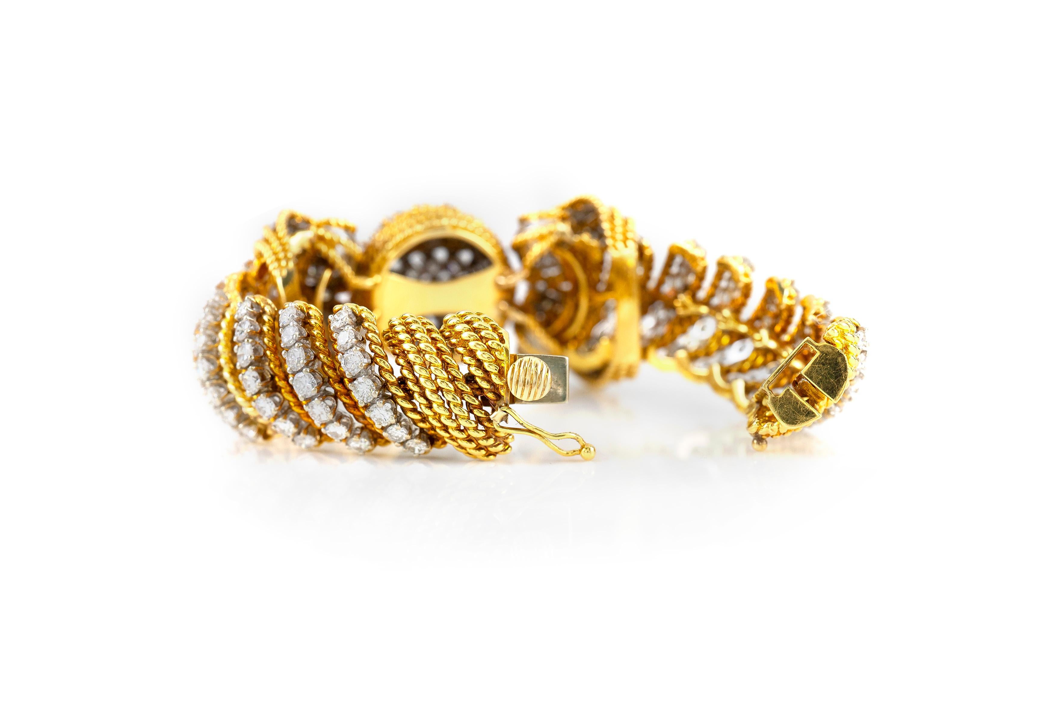 The bracelet is finely crafted in 18k yellow gold with diamonds weighing approximately total of 16.00 carat.