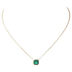 18K Yellow Gold Necklace With Emerald  1.17 ct.