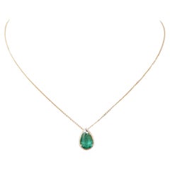 18K Yellow Gold Necklace With Emerald  2.37 ct.